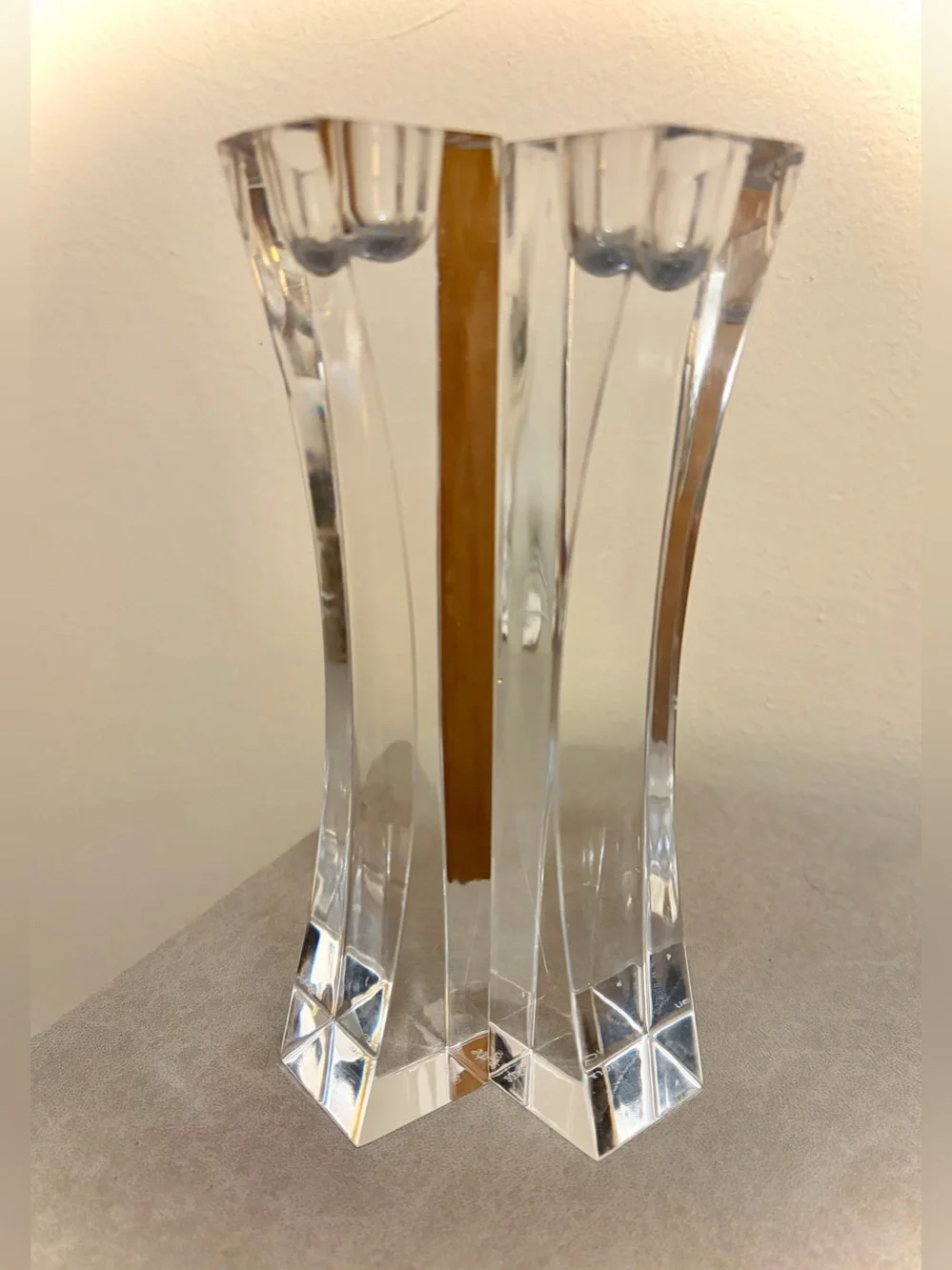 Vintage Nambé Crystal Kissing Candlesticks Modernist Decor 7” MCM Pair of 2